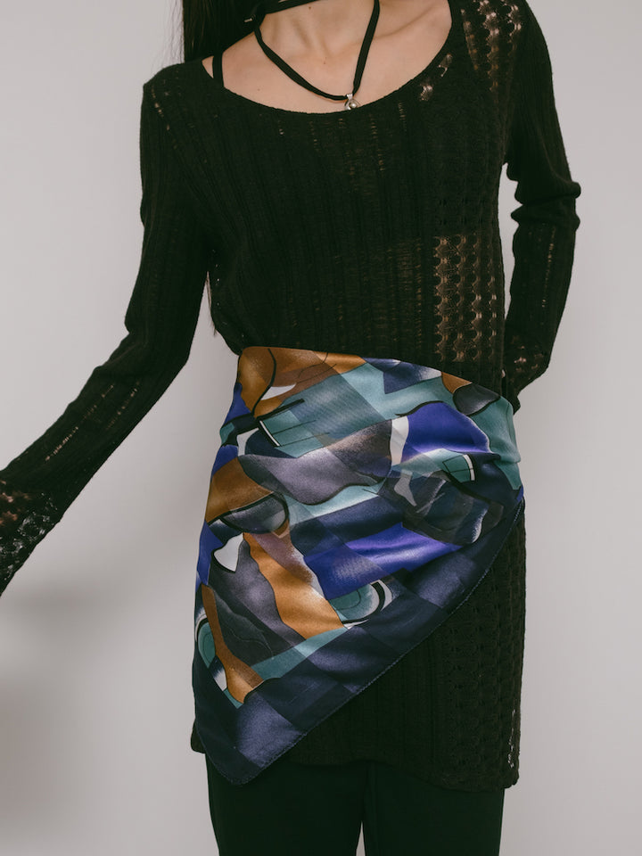 Vintage Scarf / Satin Stripe