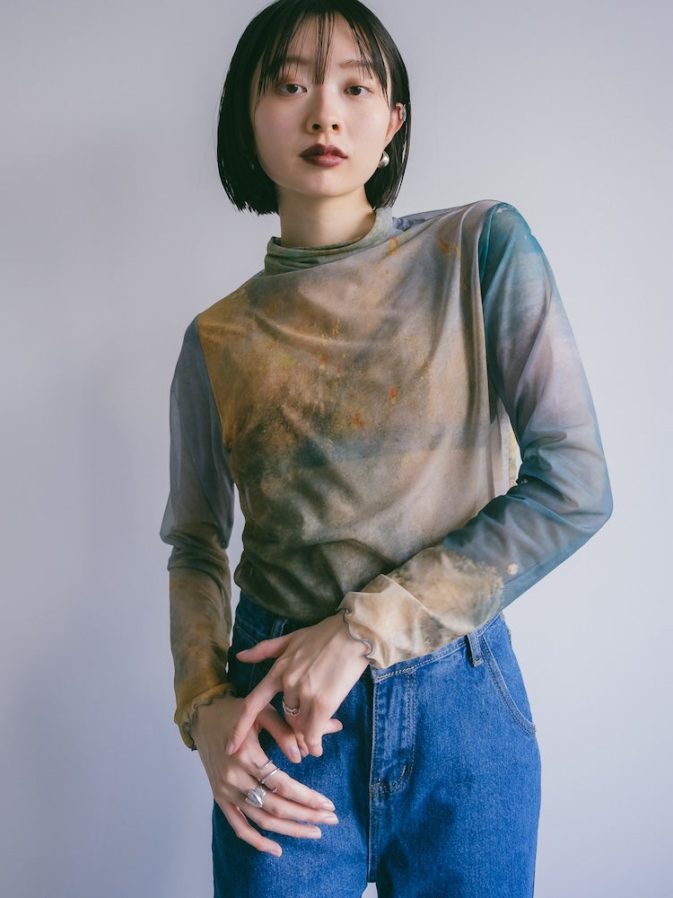 High Neck Sheer Top / 01Burning｜ハイネックシアートップス – MARTE