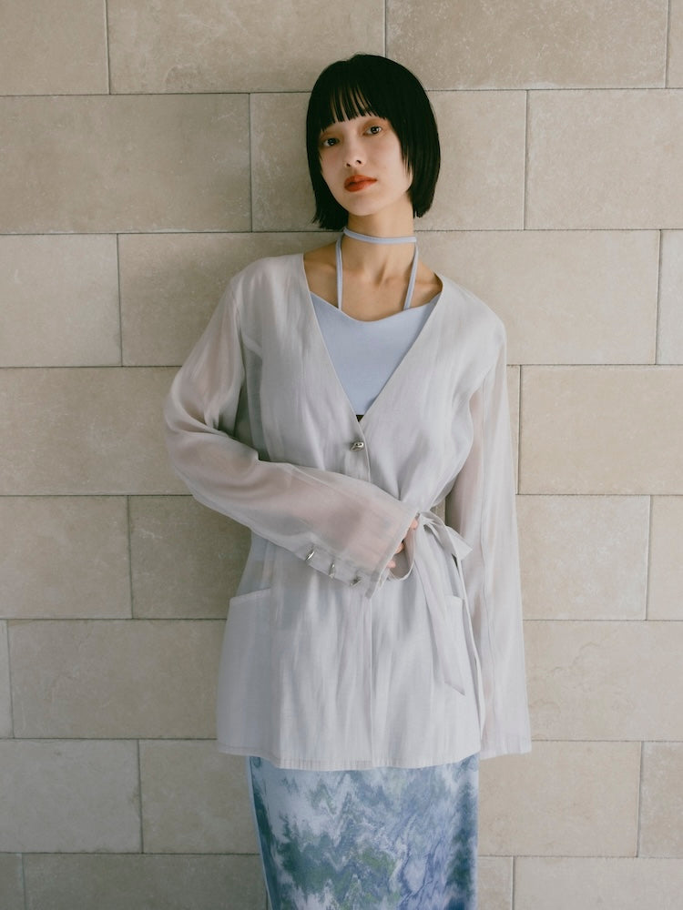 Shaped Button Sheer Jacket｜シアー素材ジャケット｜結婚式やお呼ばれ