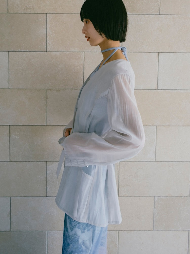 Shaped Button Sheer Jacket｜シアー素材ジャケット｜結婚式やお呼ばれ
