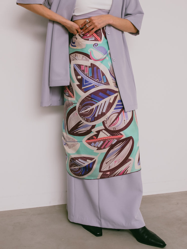 Vintage Scarf / Leaf Mint