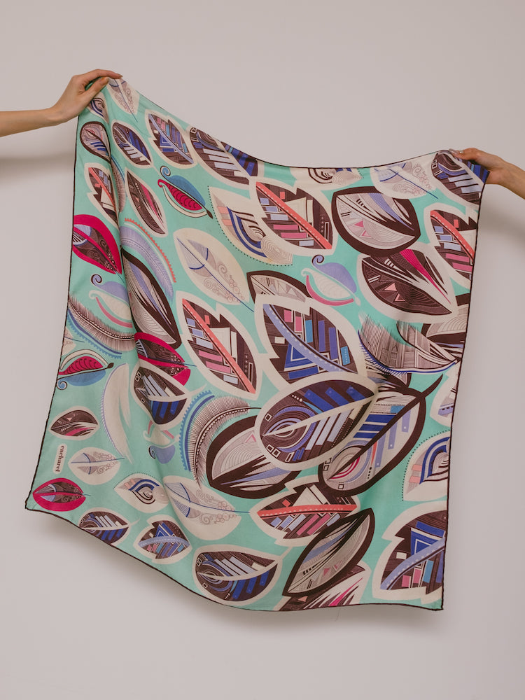 Vintage Scarf / Leaf Mint