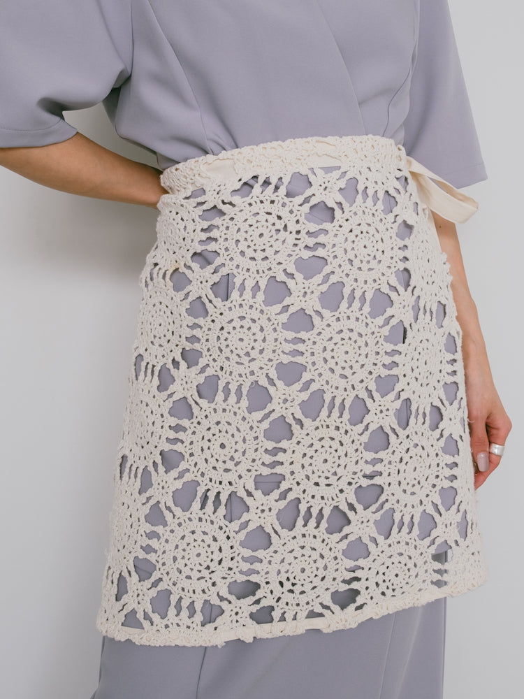 Upcycle Lace Apron / White1