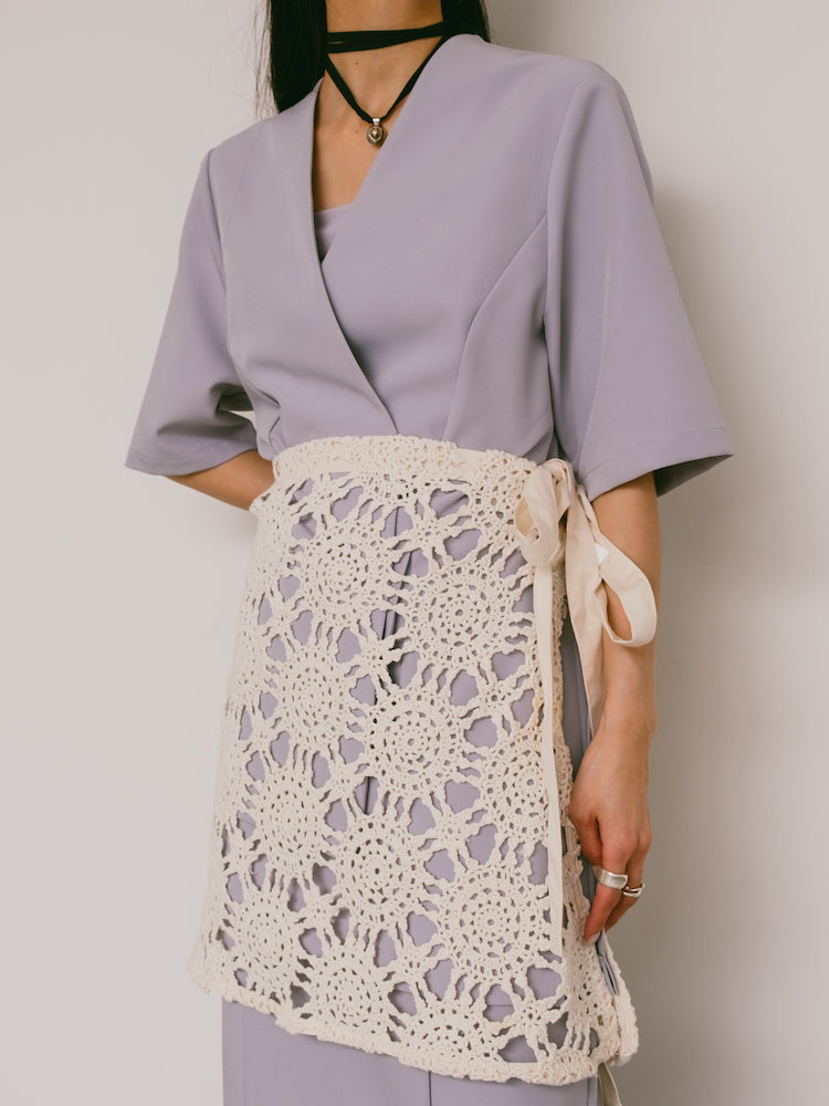 Upcycle Lace Apron / White1