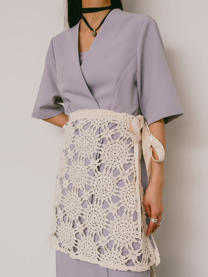 Upcycle Lace Apron / White1