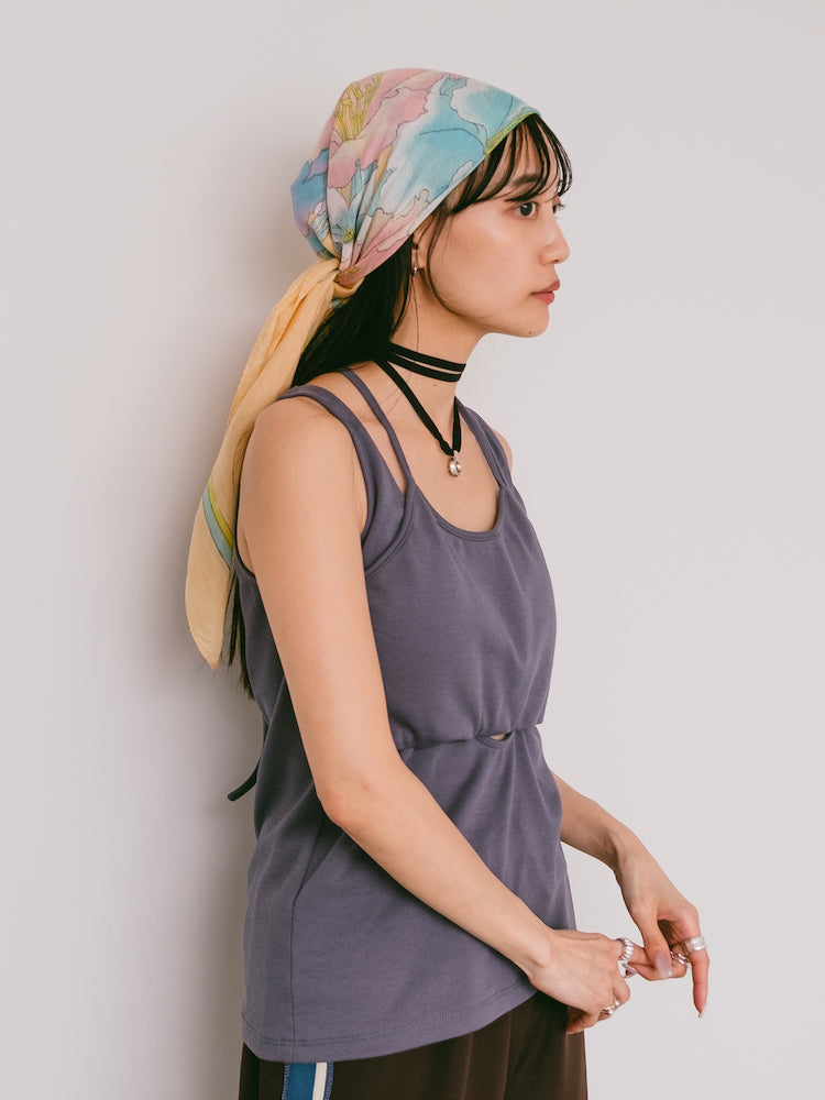 Vintage Scarf / Yellow Botanicals