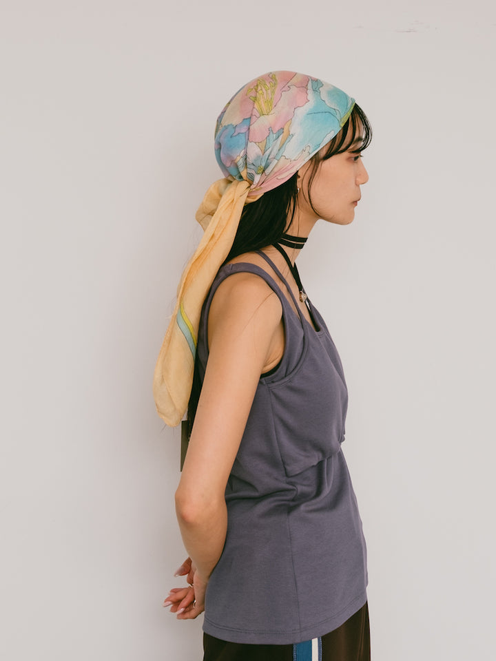 Vintage Scarf / Yellow Botanicals