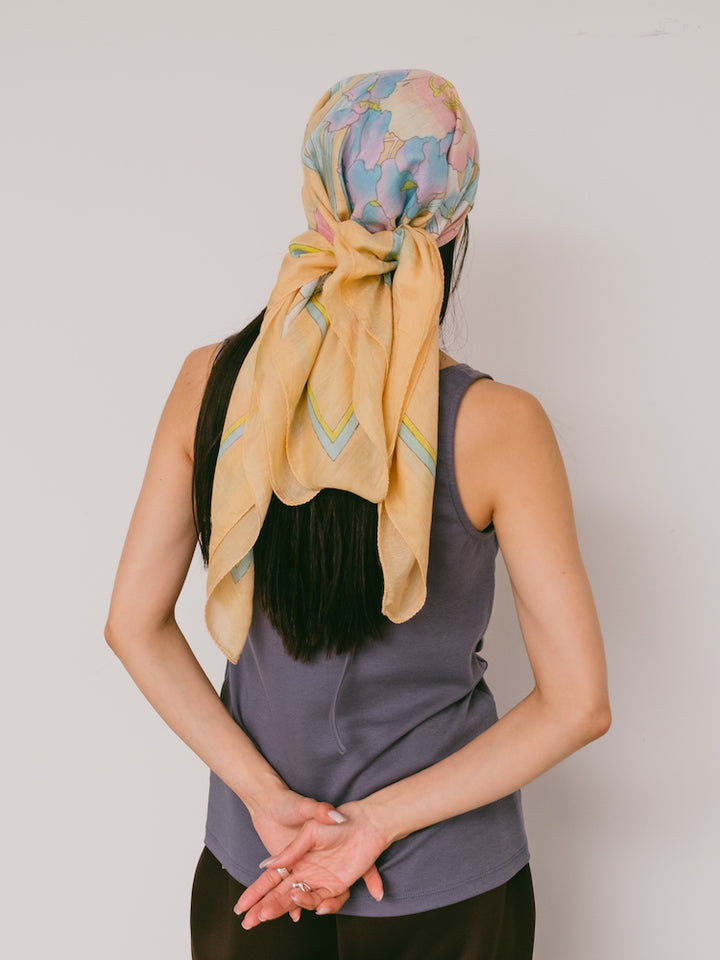 Vintage Scarf / Yellow Botanicals
