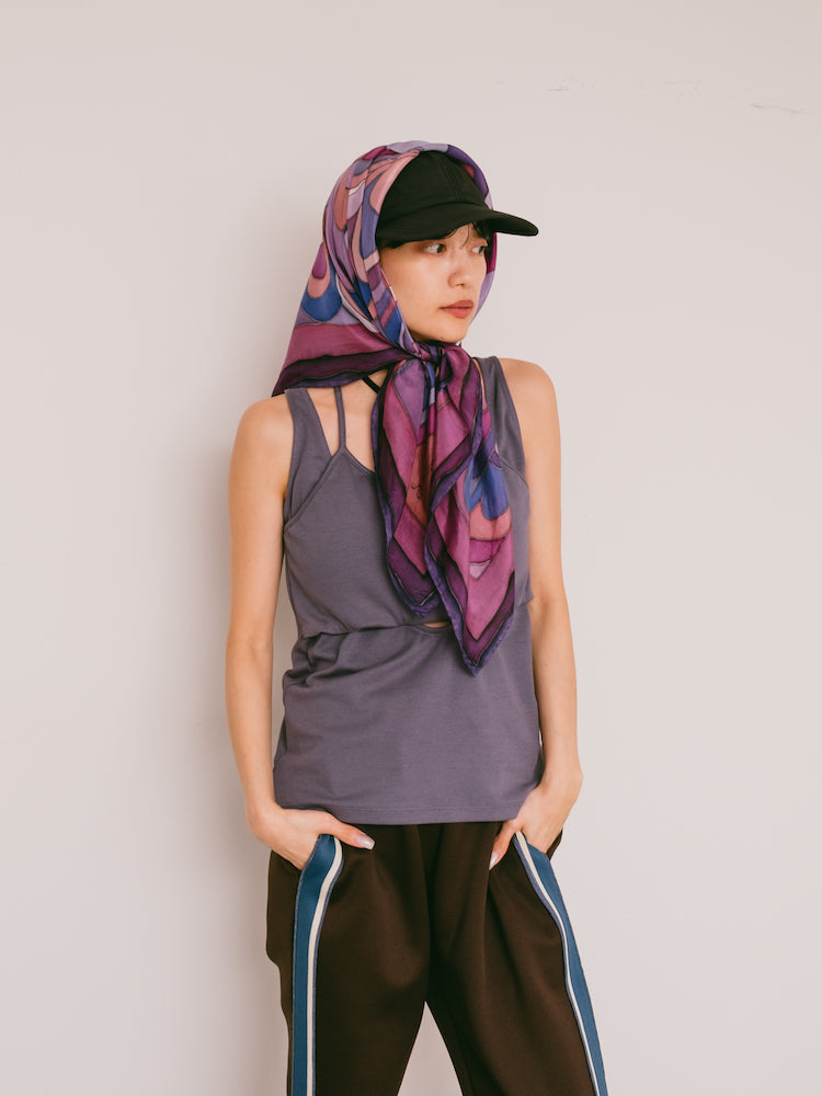 Vintage Scarf / Purple Feather