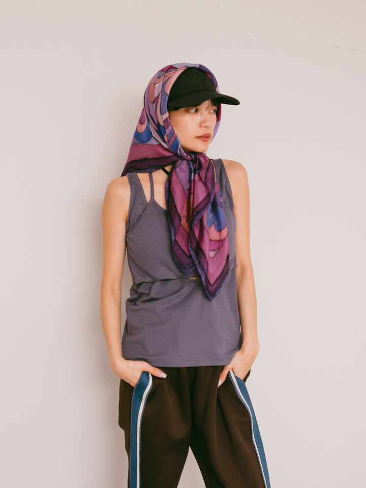 Vintage Scarf / Purple Feather