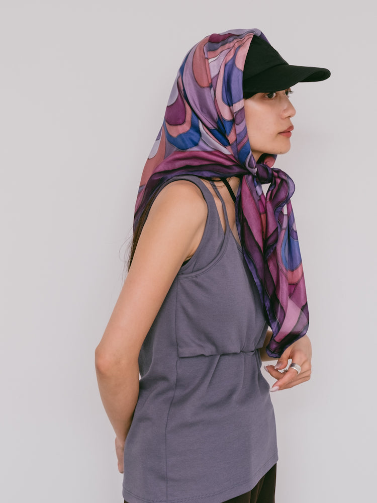 Vintage Scarf / Purple Feather