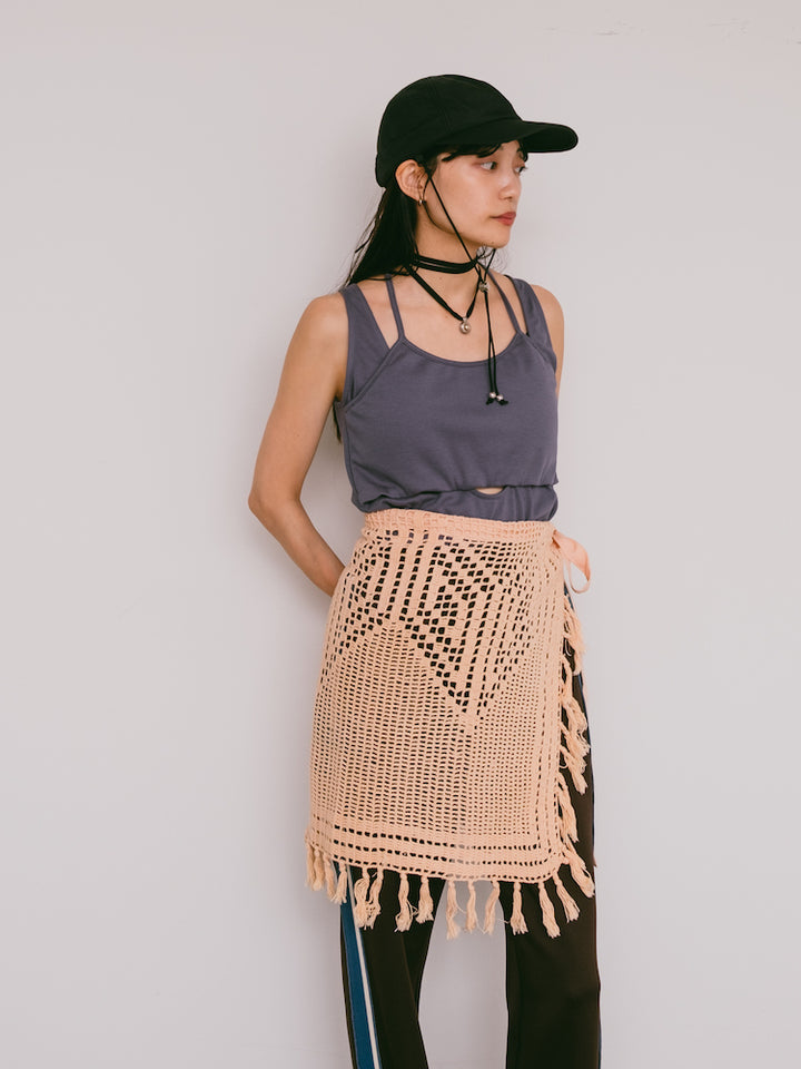Upcycle Lace Apron / Salmon