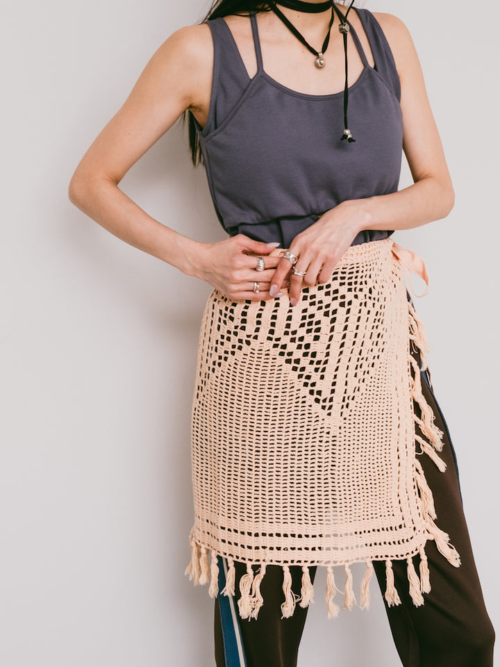 Upcycle Lace Apron / Salmon