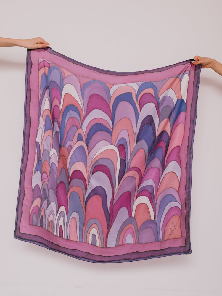 Vintage Scarf / Purple Feather