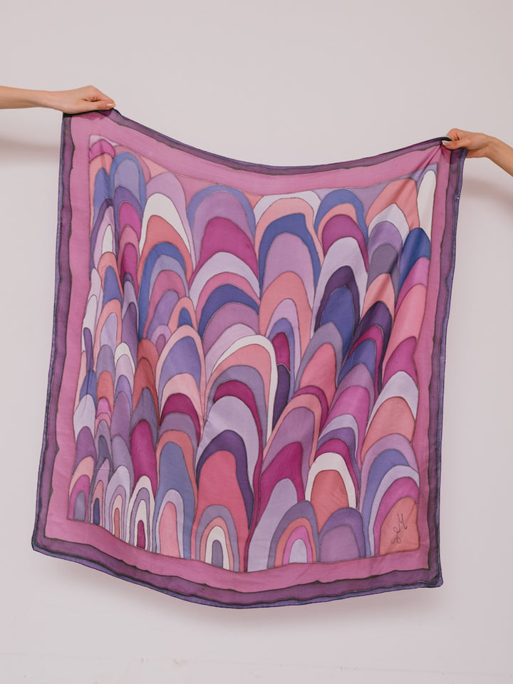 Vintage Scarf / Purple Feather