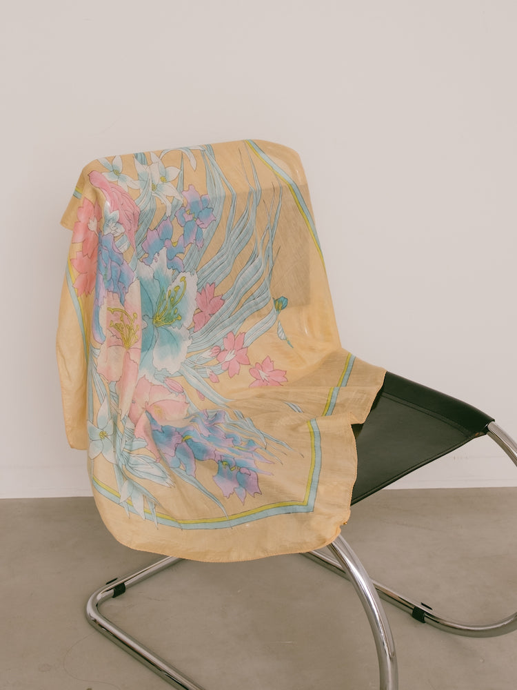 Vintage Scarf / Yellow Botanicals
