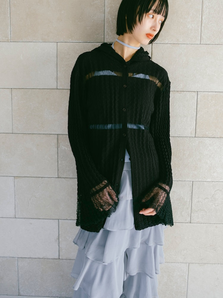 Sheer Hoodie Cardigan｜シアー素材フード付きカーディガン – MARTE