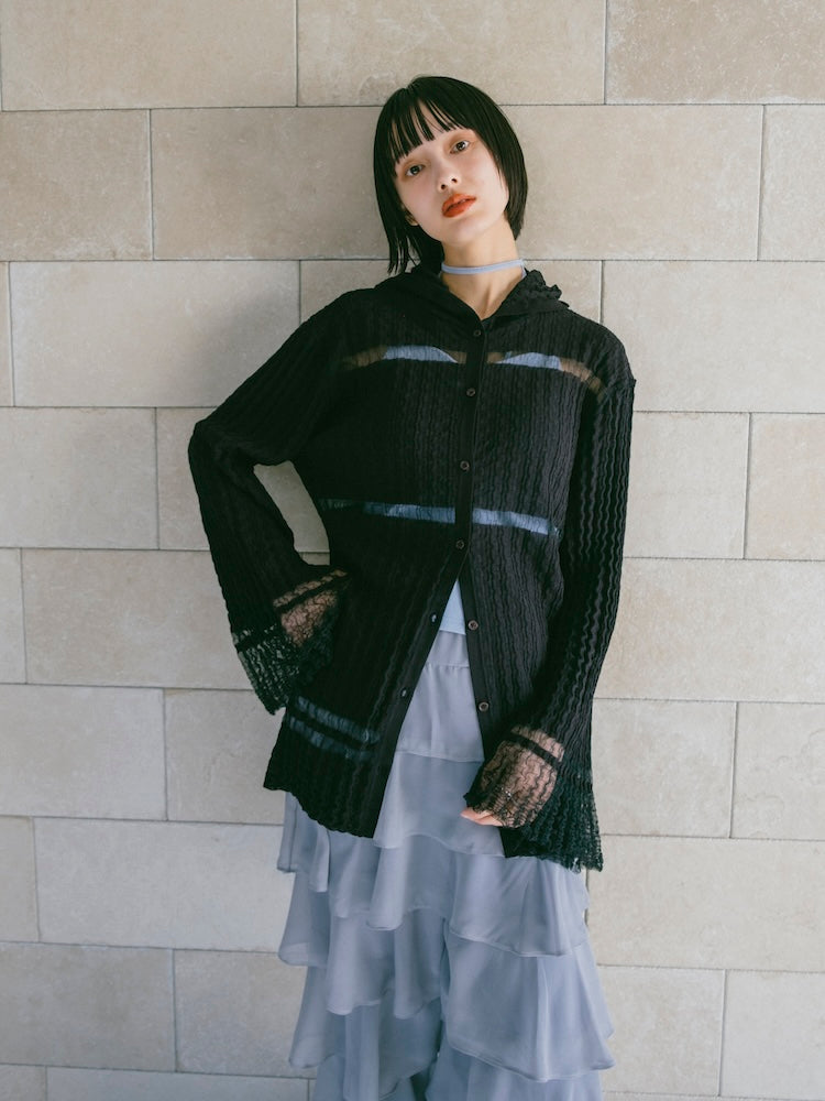 Sheer Hoodie Cardigan｜シアー素材フード付きカーディガン – MARTE