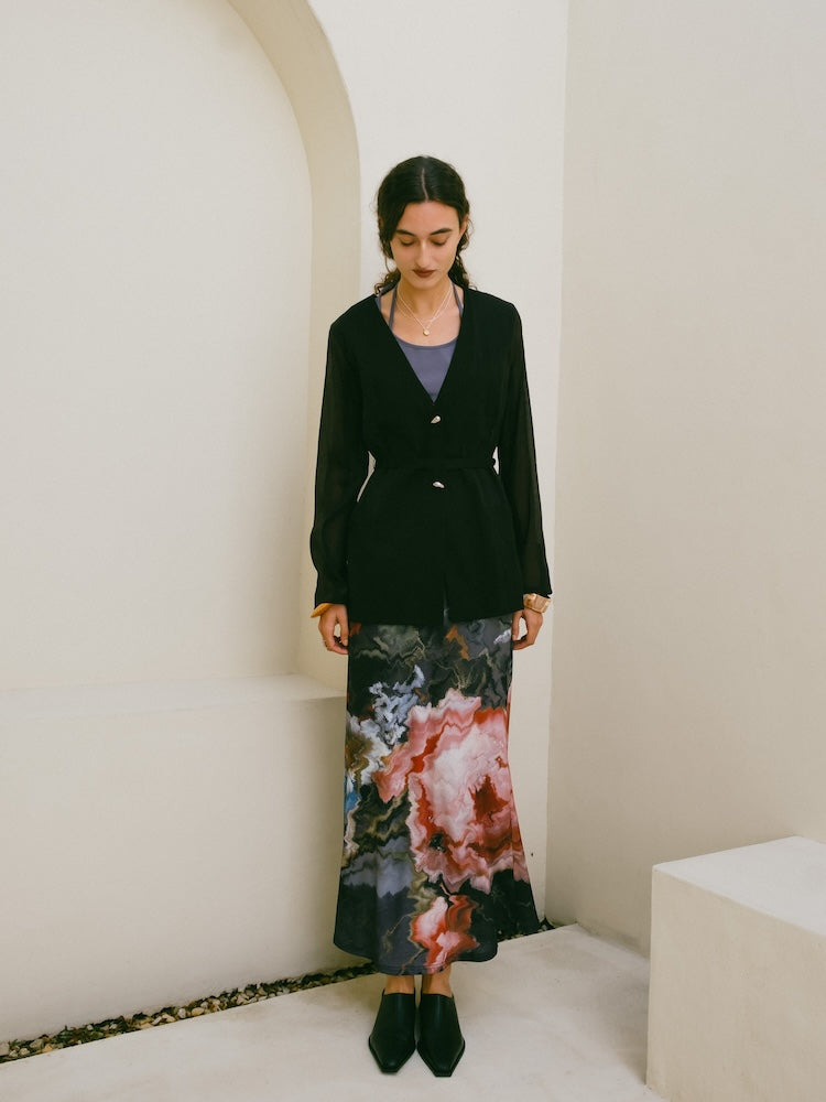 Shaped Button Sheer Jacket｜シアー素材ジャケット｜結婚式やお呼ばれ