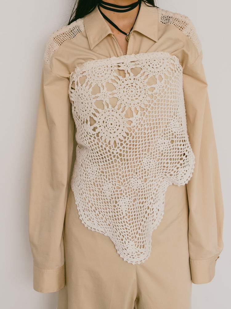 Upcycle Lace Apron / White2