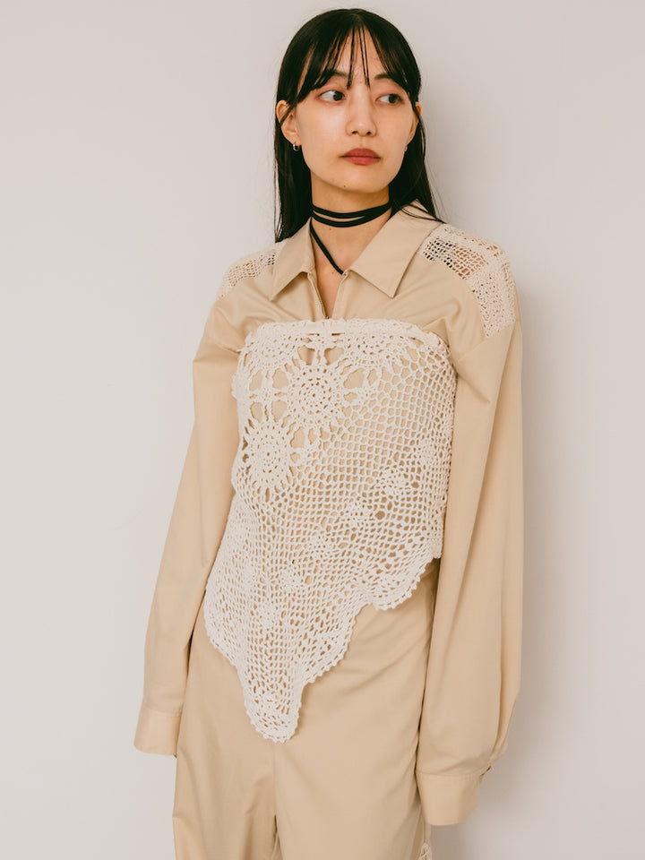 Upcycle Lace Apron / White2