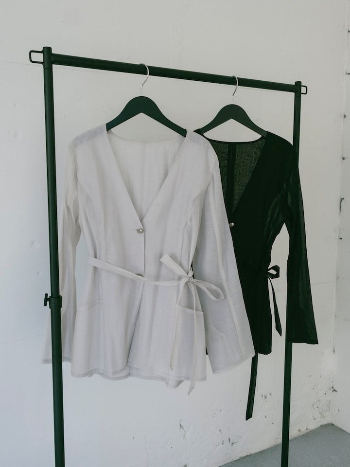 Shaped Button Sheer Jacket