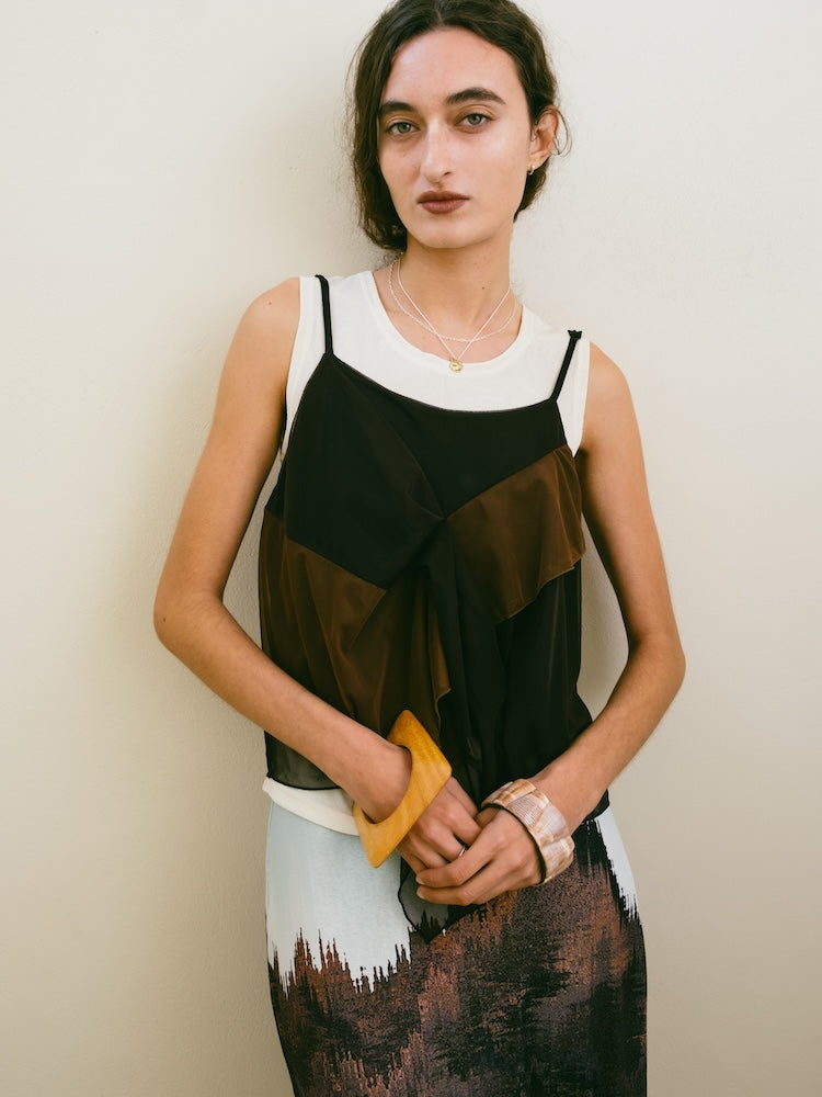 Bi-color Raffle Sheer Camisole｜ラッフルシアーキャミソール – MARTE