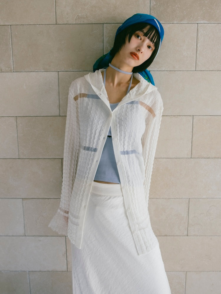 Sheer Hoodie Cardigan｜シアー素材フード付きカーディガン – MARTE