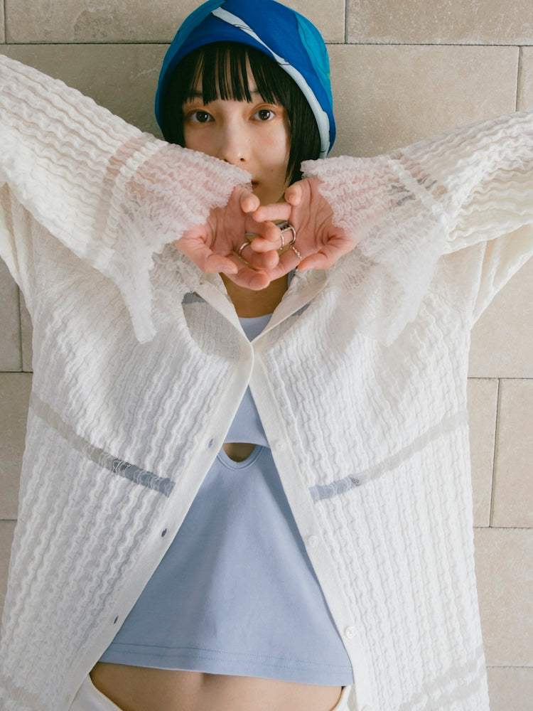 Sheer Hoodie Cardigan｜シアー素材フード付きカーディガン – MARTE