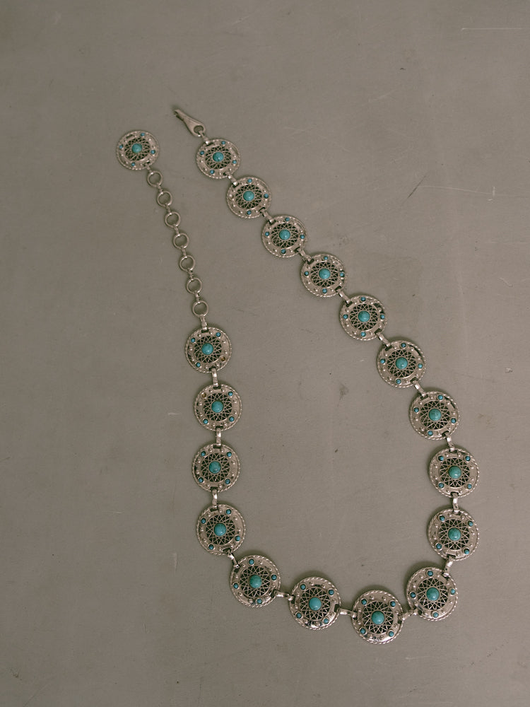 Vintage Concho Belt / Circle Turquoise