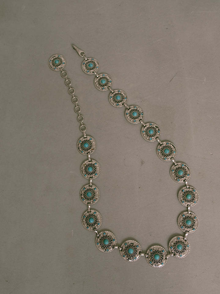 Vintage Concho Belt / Circle Turquoise