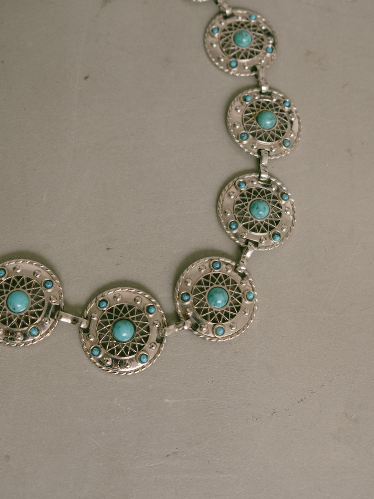 Vintage Concho Belt / Circle Turquoise