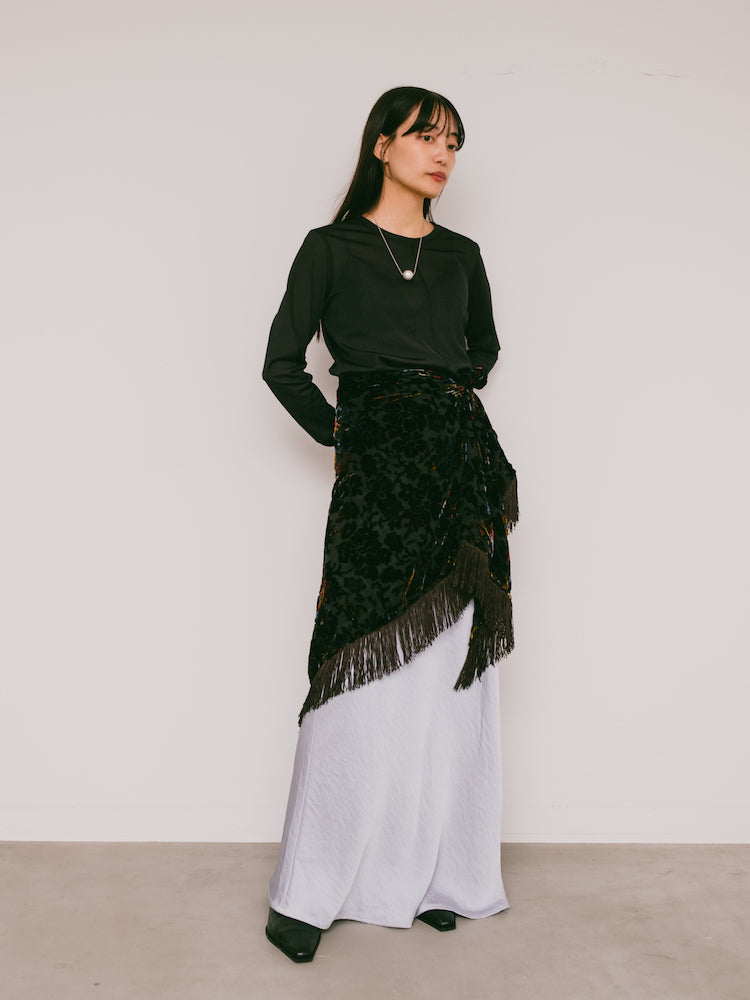 Vintage Scarf / Fringe Velour