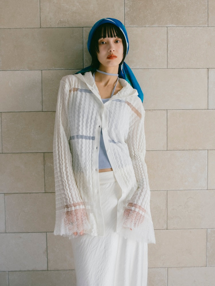 Sheer Hoodie Cardigan｜シアー素材フード付きカーディガン – MARTE