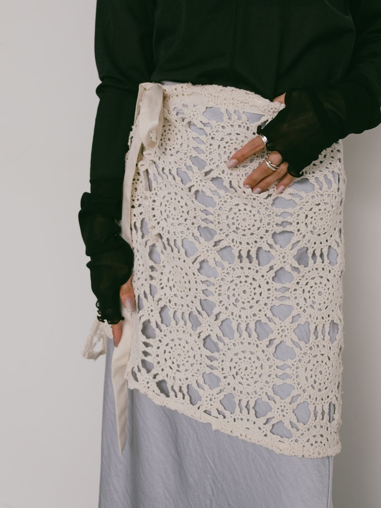 Upcycle Lace Apron / White1