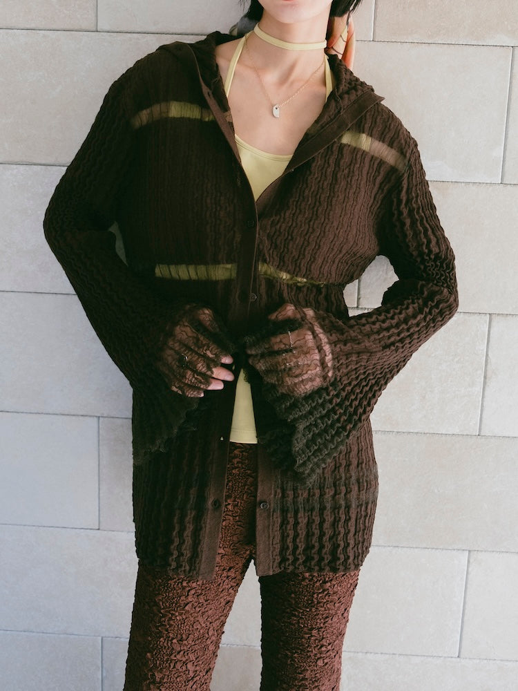 【26ss_EXB】Sheer Hoodie Cardigan
