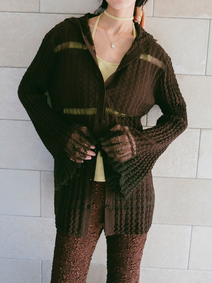 【26ss_EXB】Sheer Hoodie Cardigan