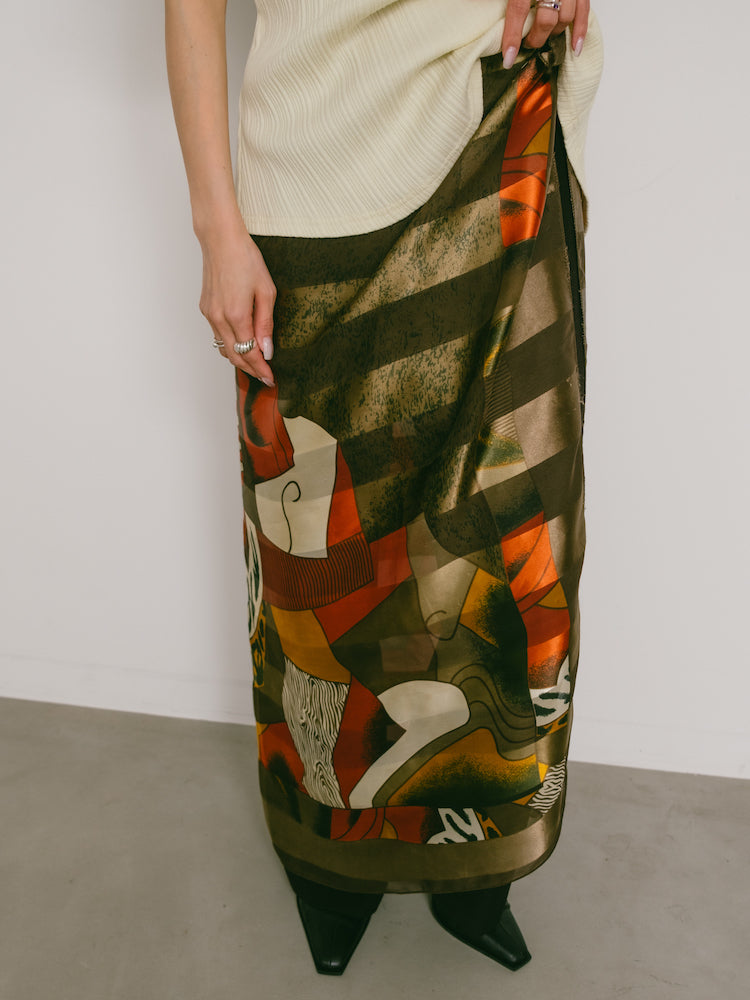Vintage Scarf / Green Picasso