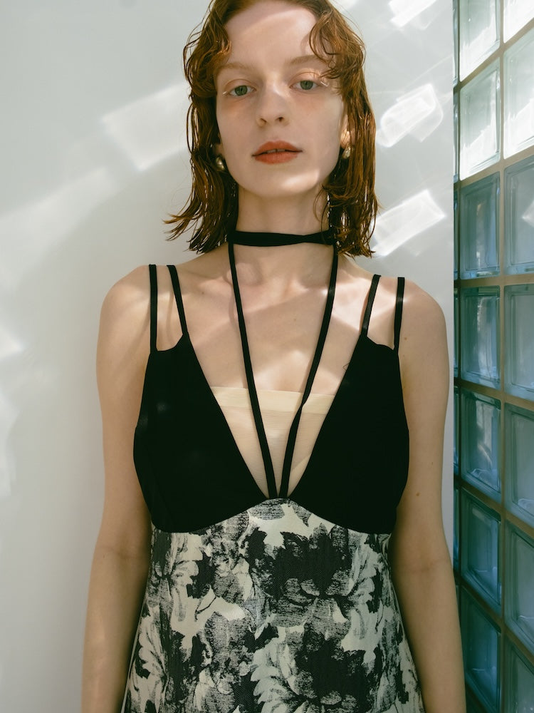 Design Strap Jacquard Dress｜デザインストラップジャガードドレス
