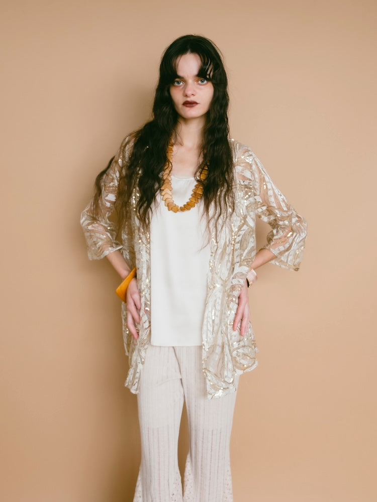 80-90s Sequins Champagne Gown