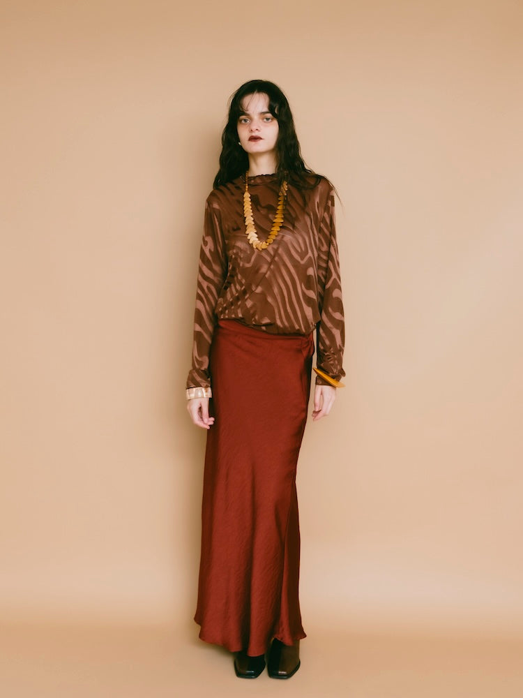 Brown Wave Mesh Top