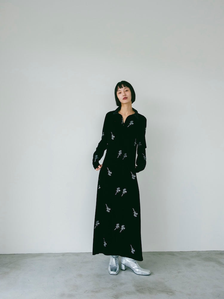 MARTE 2way Velvet Embroidery Dress