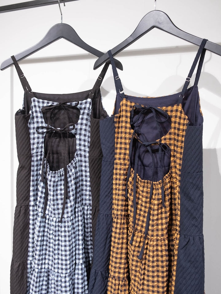 Bi-color Paneled Check Dress