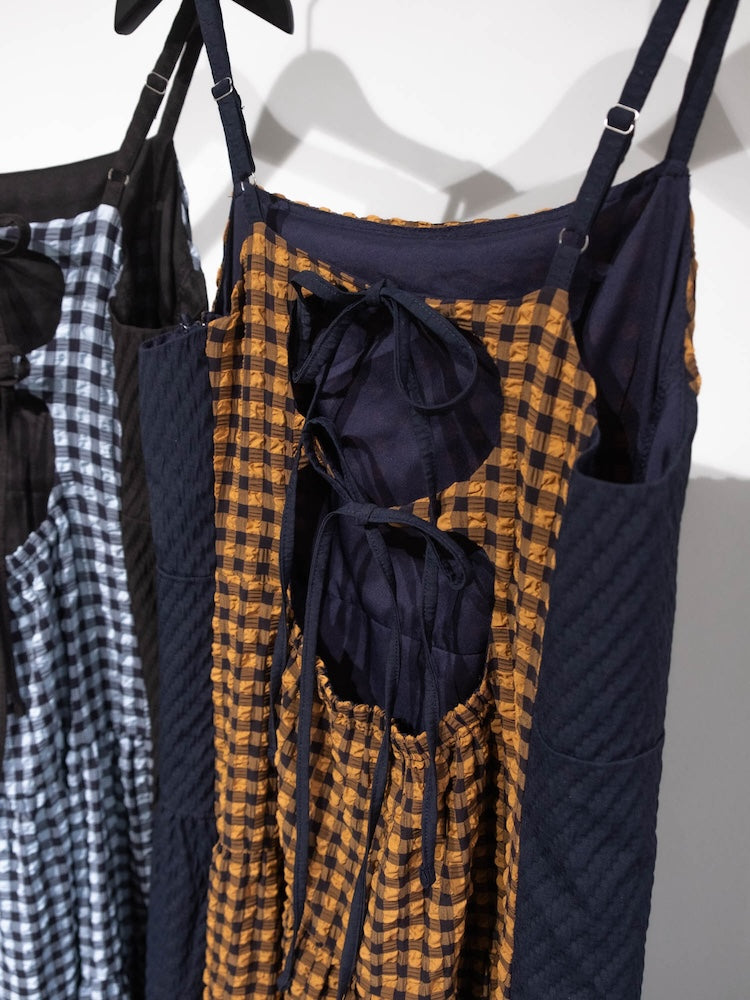 Bi-color Paneled Check Dress