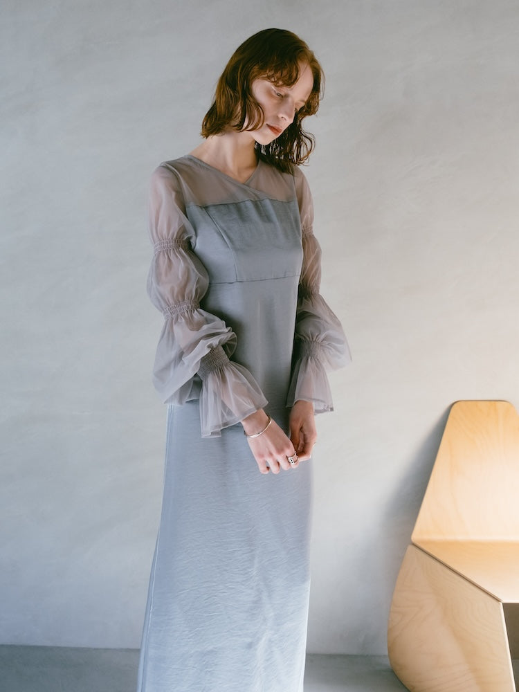 【めっちゃ変わる】 Tulle MARTE – Dress｜チュールスリーブサテンドレス Satin Sleeve スーツ・フォーマル・ドレス