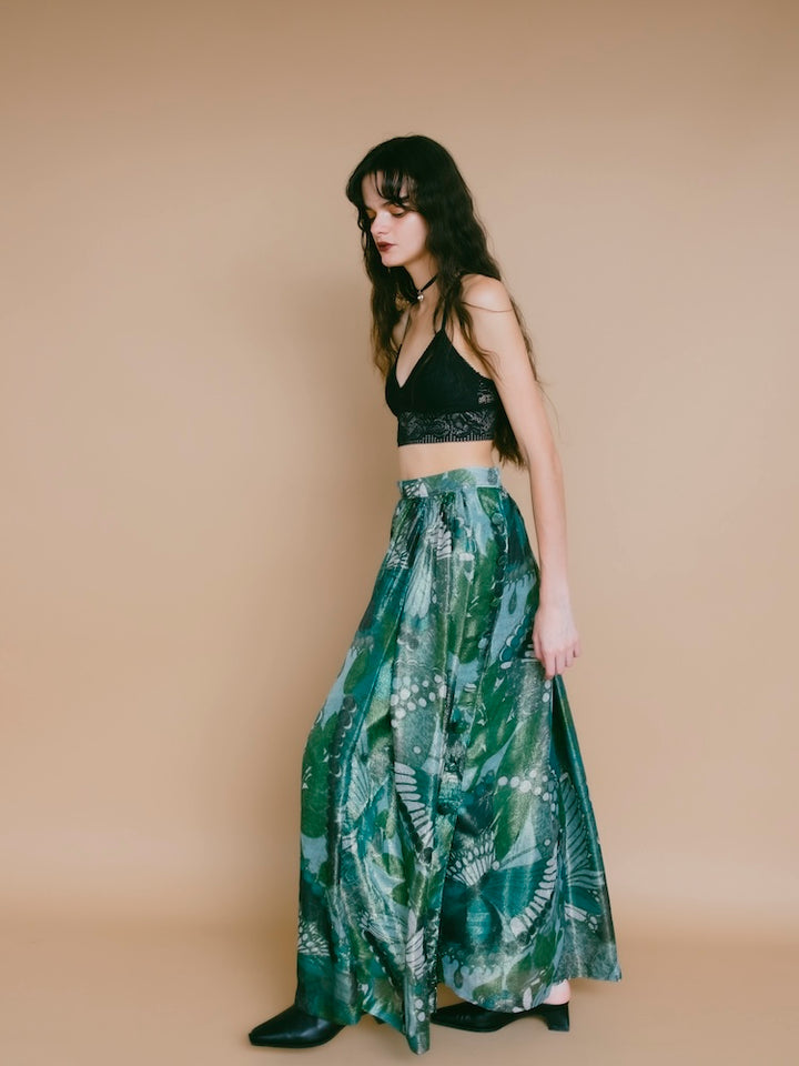 80s Metallic Sheer Print Skirt