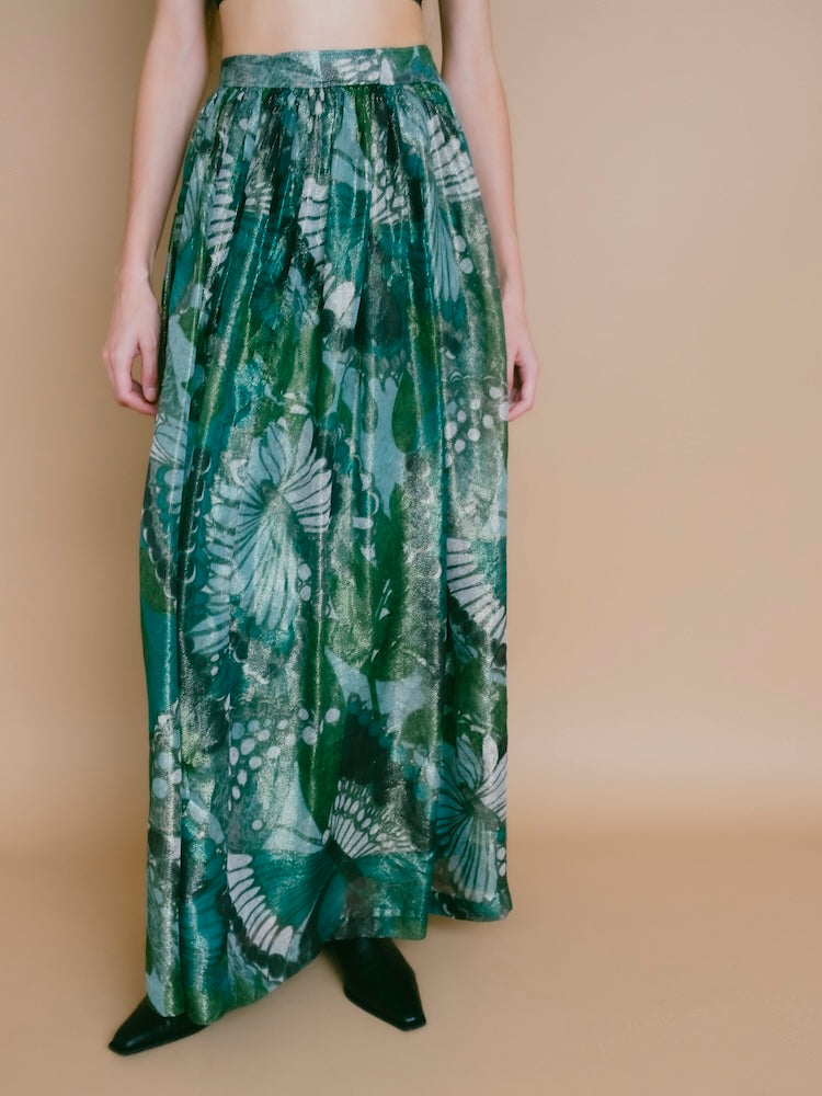 80s Metallic Sheer Print Skirt