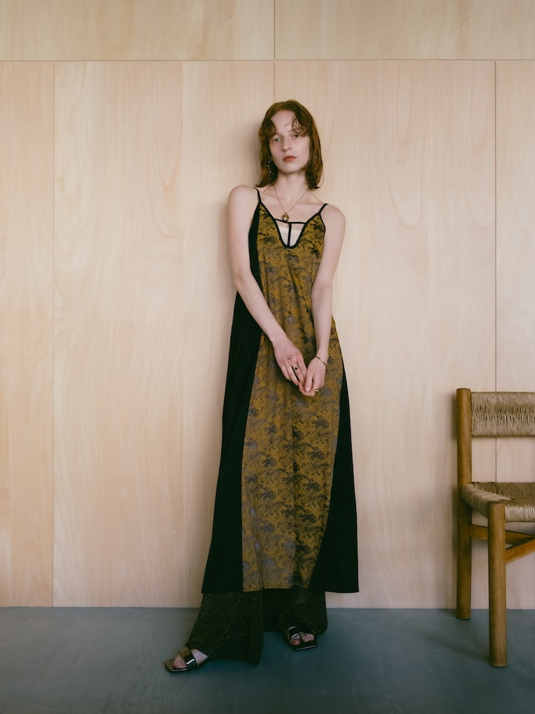 T-Strap Satin Jacquard Dress