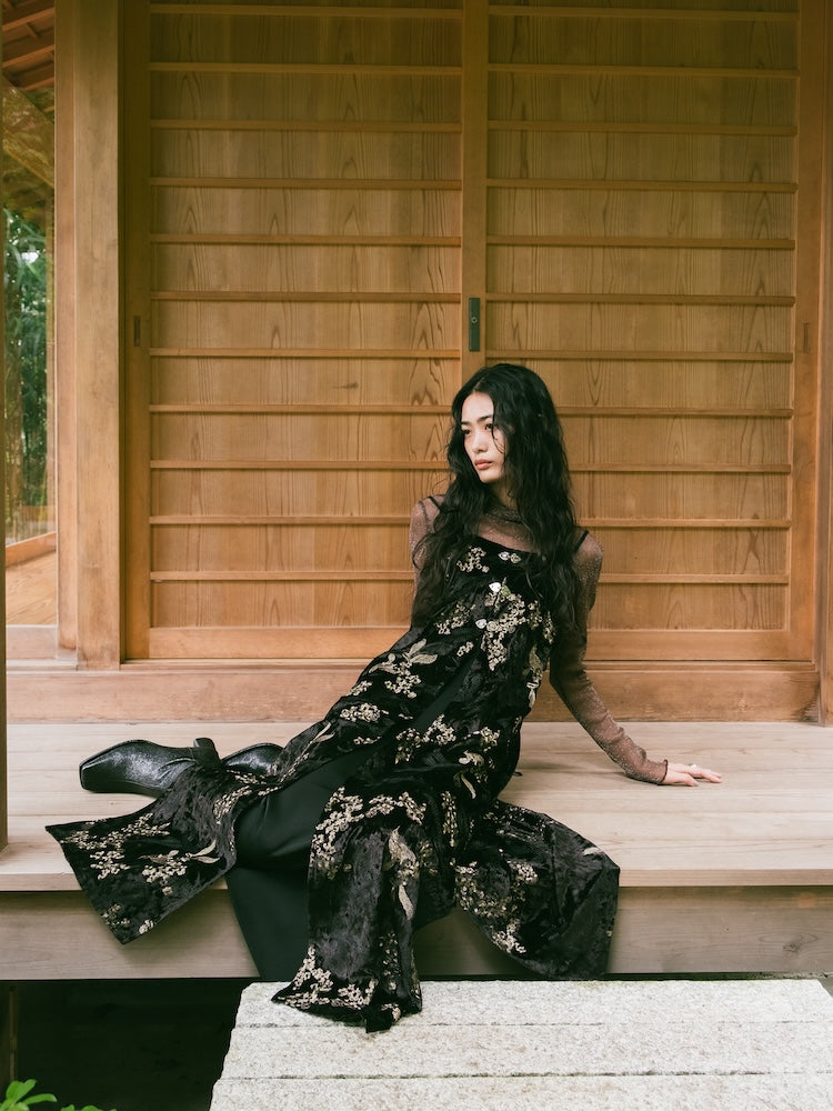 Velour Embroidery Layered Dress｜ベロア刺繍ドレス – MARTE