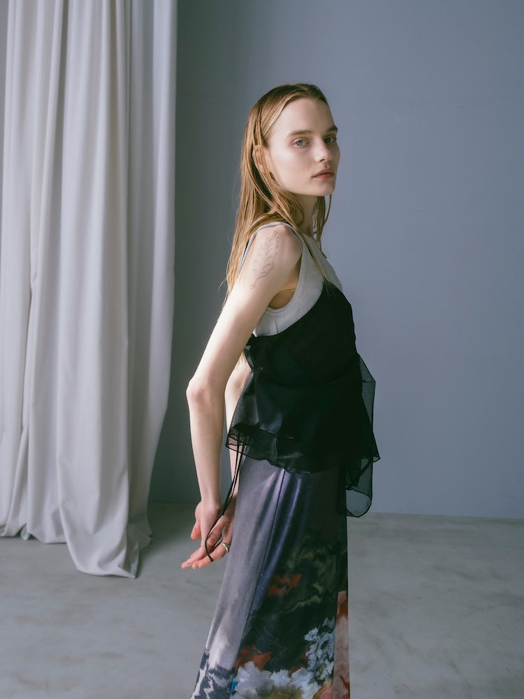 Bi-color Raffle Sheer Camisole｜ラッフルシアーキャミソール – MARTE